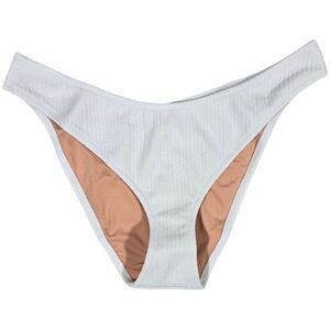 J. Crew Textured curved-waist cheeky bikini bottom in White‎ L NWT